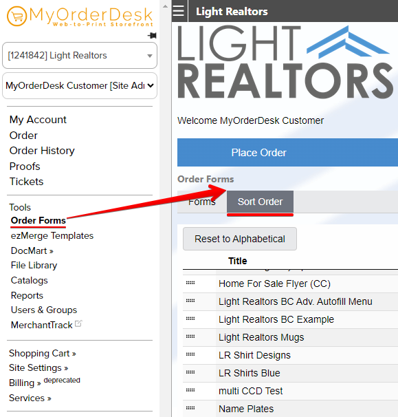 Catalogs, Order Forms, and DocMart Items/List Sort Orders. Print Reach Help Center