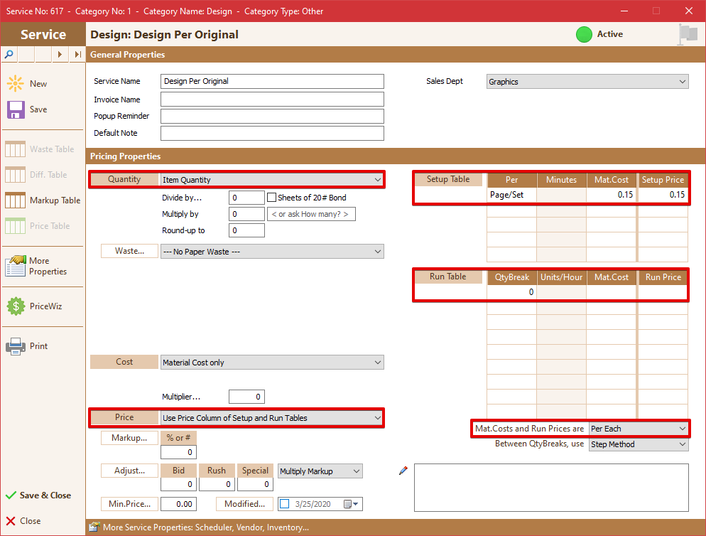 Design per Original service fields