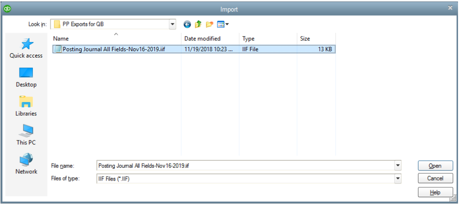 Import window
