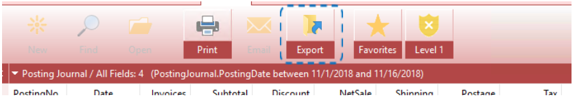 Export button